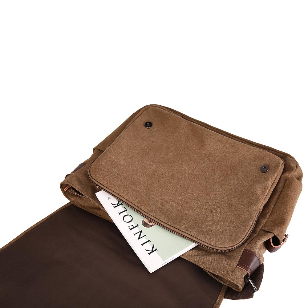 Men Canvas Shoulder Bag Casual Men Retro Zipper Laptop Bag Crossbody Outdoor Bags Mens Travel School Shoulder Bag