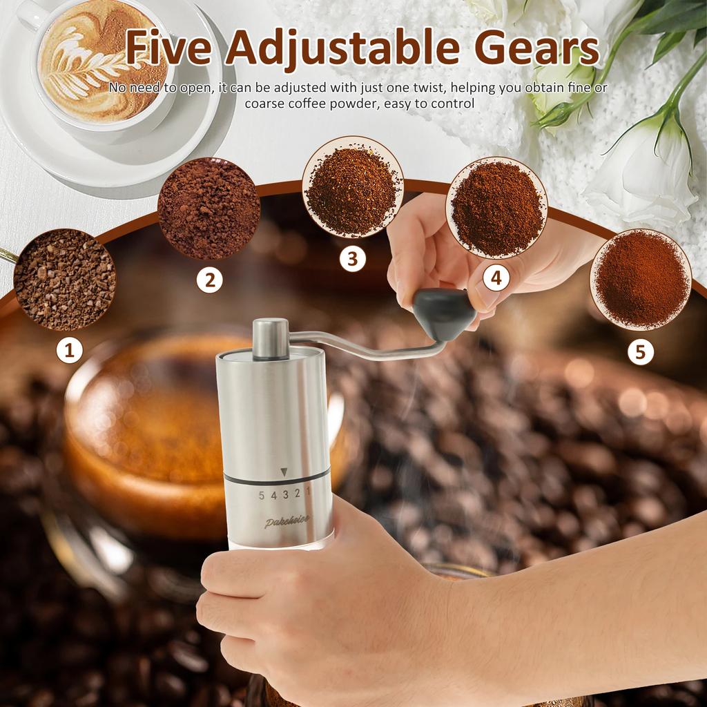 Manual Coffee Grinder Stainless Steel Hand Coffee Mill Hand Cranked Grinder Coarseness Adjustable Household Coffee Crusher