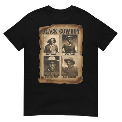 Czarny Kowboj Western Rodeo Melanina Historia Czarnych Teksas Męska Koszulka