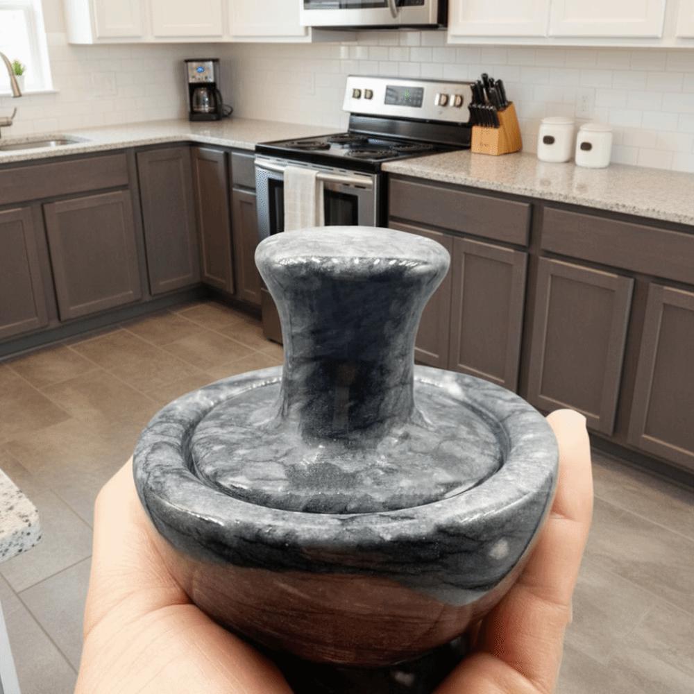 Practical Manual Marble Garlic Mortar Mushroom Pestle Mini Herbs Grind Bowl Retro Household Spices Mill Kitchen Utensil