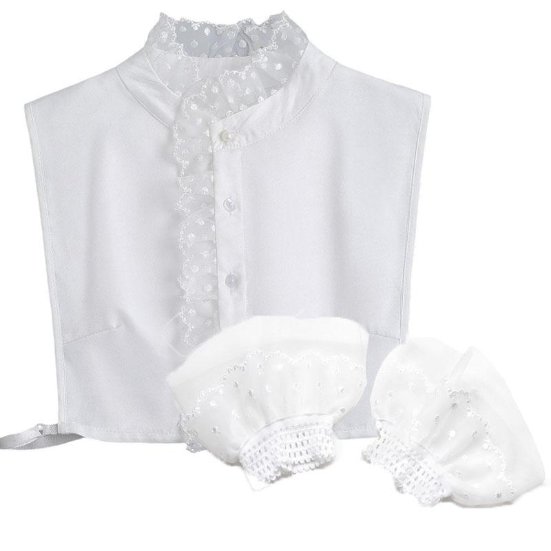 Men's Shirts Fake Collar Fake Cuff Sets Removable Half Shirt Fake Collar+Sleeved Formal Wear Shirt Detachable Collar Set