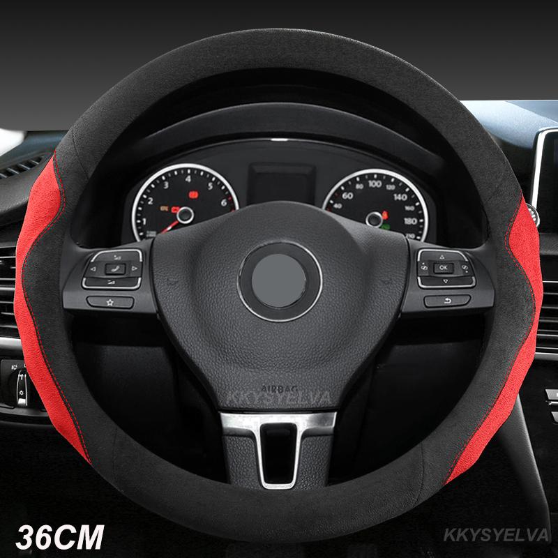 Capa de Volante de Couro de Vaca Camurçado 36cm Tamanho S para Honda Civic Ciimo Jade SUZUKI Alto NISSAN Juke Acessórios Automotivos