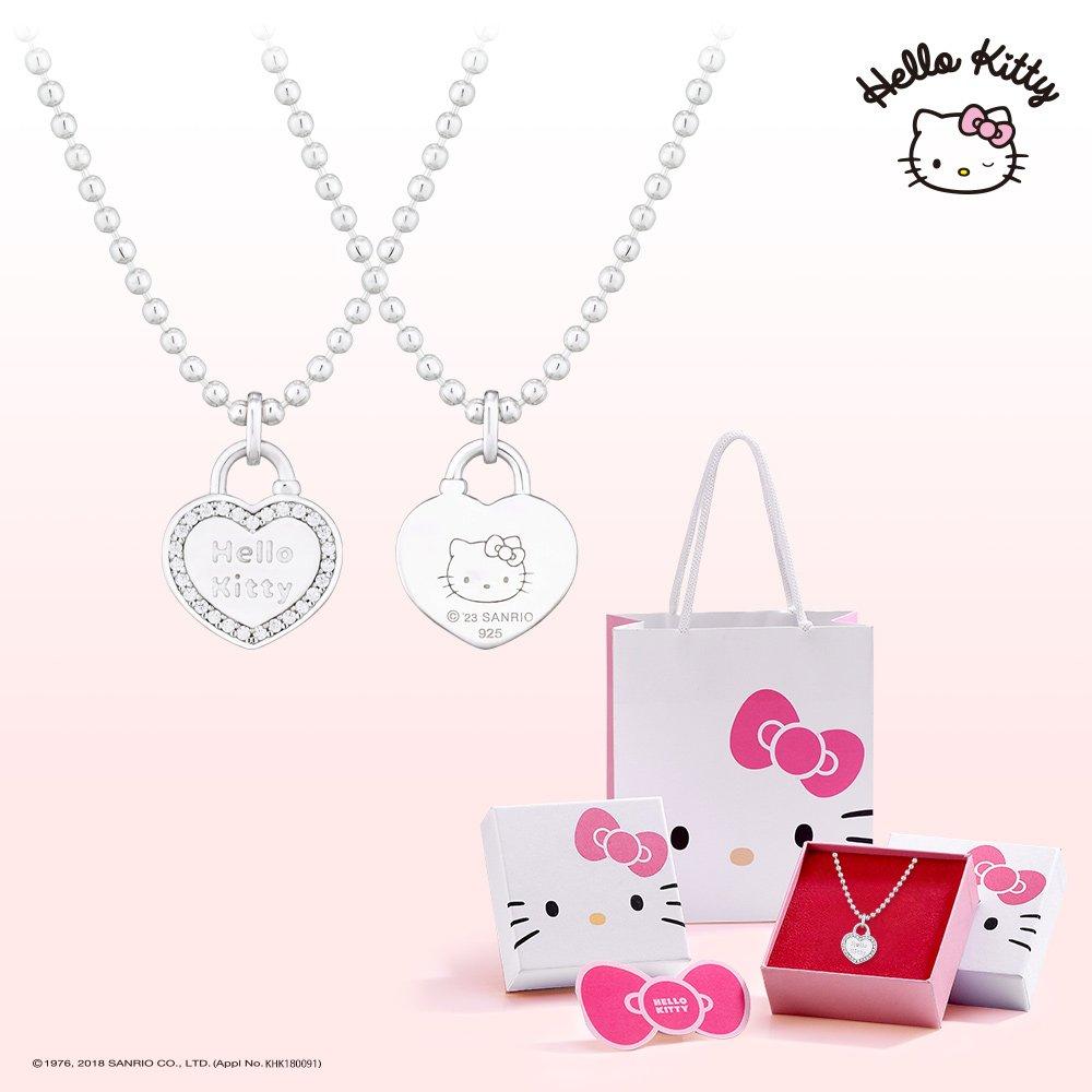 Sawnio Hello Kitty Jewelry Lucky Collection Silver Lucky Heart Necklace Hlsn358W