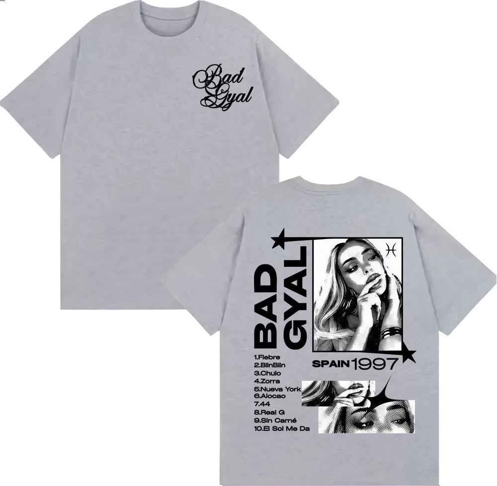 Singer Bad Gyals Album Tour Graphic Tshirt for Men and Women Hiphop Summer Print Pure Cotton Casual Shortsleeved top