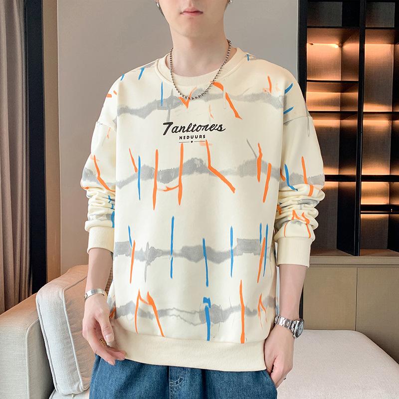 

Весенне-осенний свитер с круглым вырезом, мужской, в гонконгском стиле, свободный и простой, молодежный, с длинным рукавом, мужской пуловер 4XL