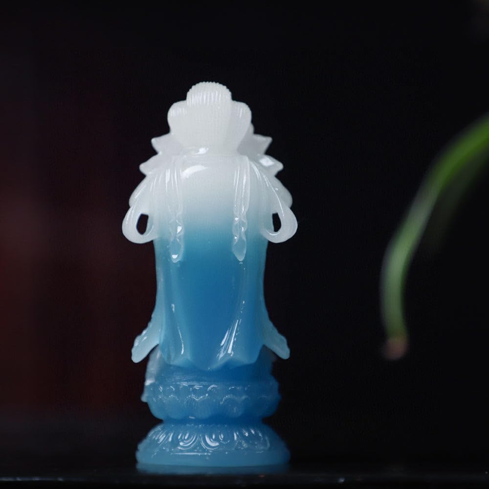 Cute Miniature Buddha Statue of Shokannon High X 4cm Jade Protection from Evil Good and Other Blessings (10.5cm Wide) [Synthetic Stone] Spirits,