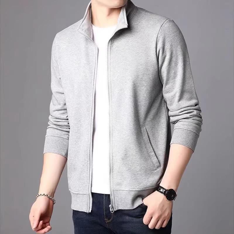 Men's Trendy Loose-Fit Stand-up Collar Zipper Cardigan Hoodie - Spring/Autumn Versatile Baseball Jacket, Plus Size Available