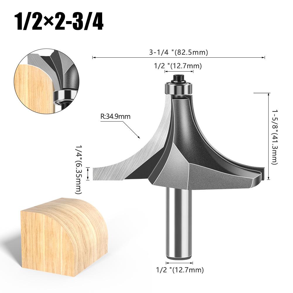 1/2 Handle Fillet Cutter Chamfering Milling Cutter, Commonly Used Fillet Cutter Preferably Tungsten Steel Alloy Fillet Cutter Trimming Machine Tool