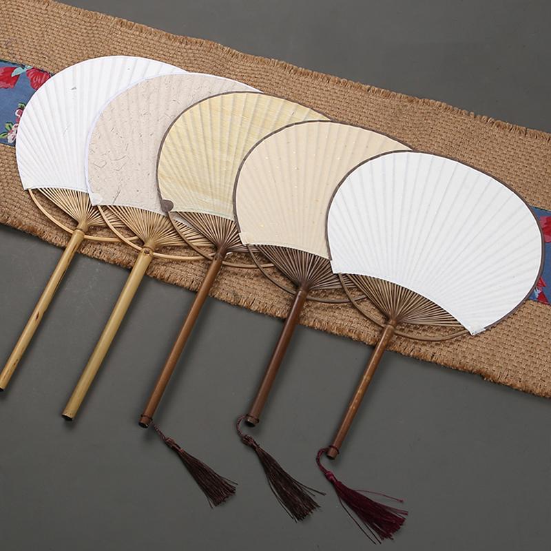 Elegant and Unique Traditional Plain Fan DIY Art Hand Drawn Circular Square High-end Rice Paper