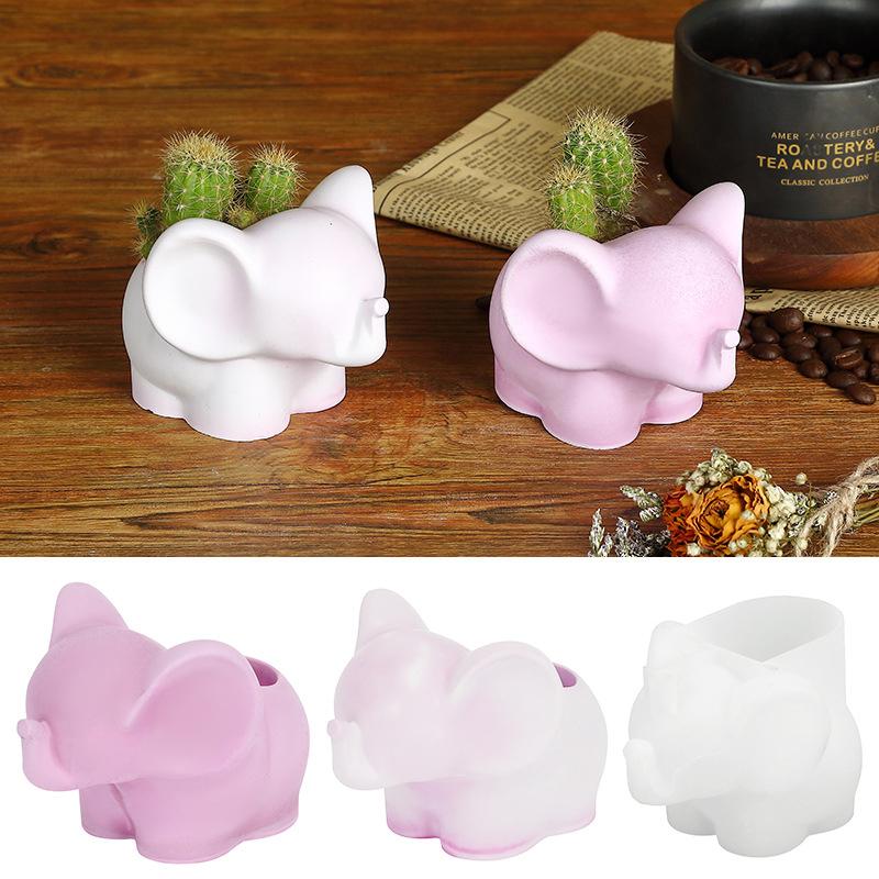 Elephant Shape Silicone Planter Pot Mold Diy Cactus Succulent Planters Mould Gypsum Clay Epoxy Resin Vase Molds