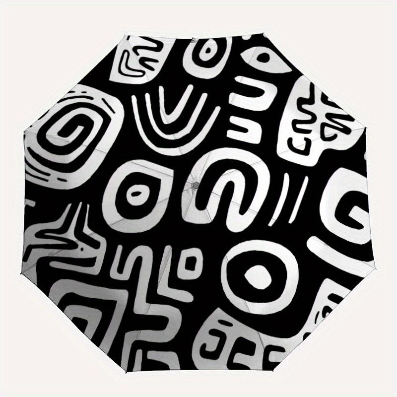 1pc Abstract Patterns Automatic Open 8-Rib Windproof Umbrella, Travel & Commuting, Suitable for All Seasons