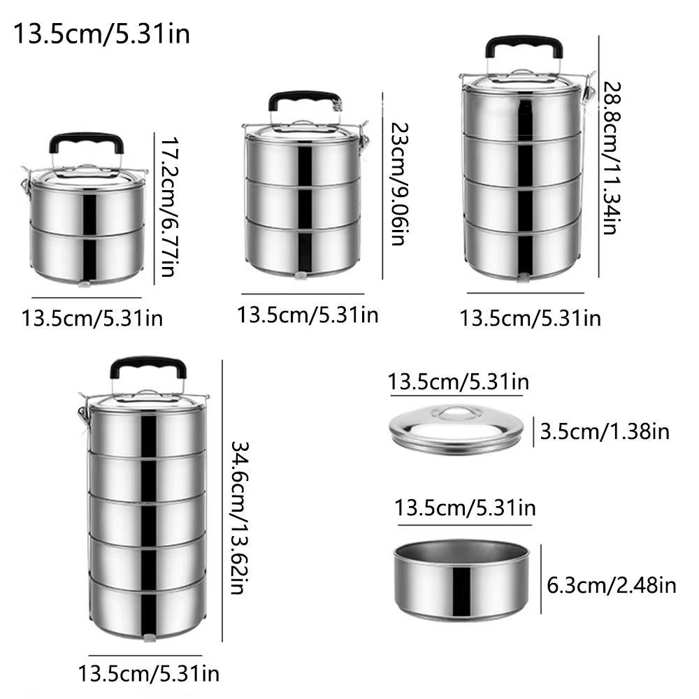 Cutie de prânz cu 2/3/4/5 straturi, portabilă, oală din oțel inoxidabil, recipient de prânz de înaltă calitate