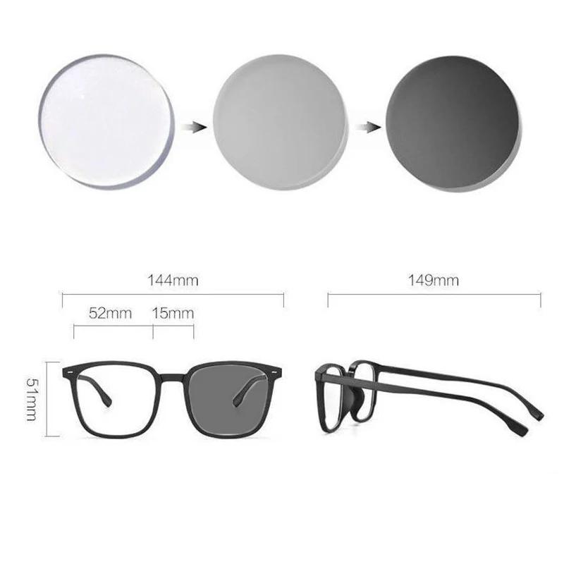 Vintage Women Pochromic Glasses Men Unisex Outdoor Ultralight Color Changing Myopia New Fashion Square Sunglasses 0-1.0-4.0