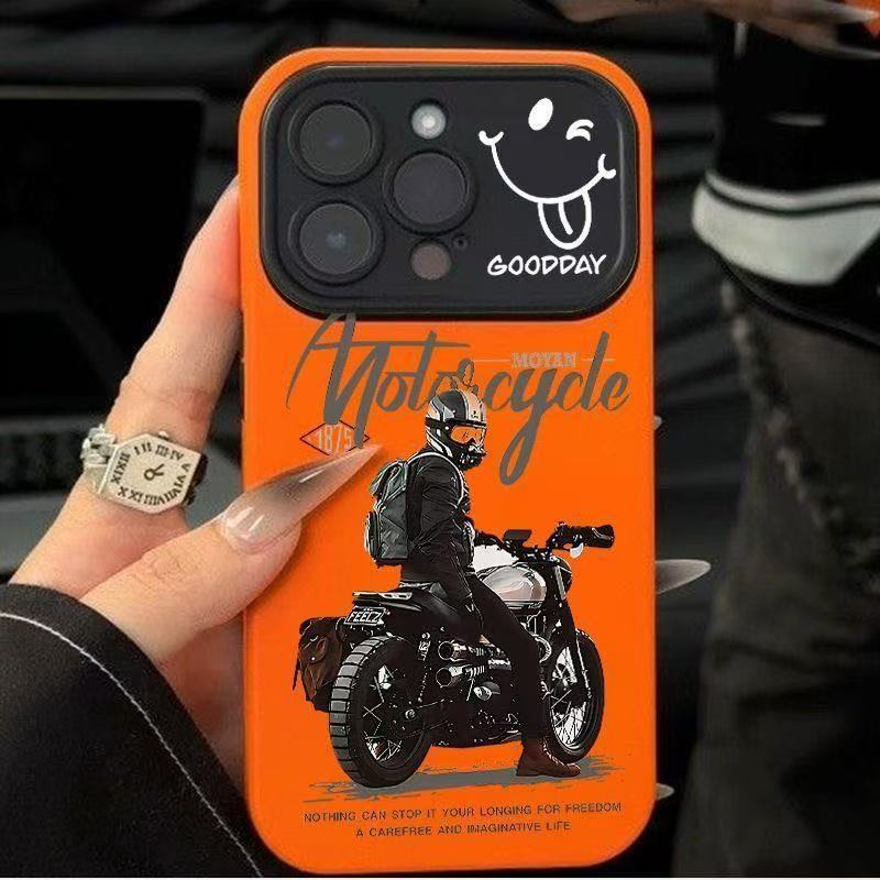 Motorcycle Teenager IPhone17promax Mobile Phone Case Apple 16/15 Large Window 14/13 Matte 12 Europe and America 11