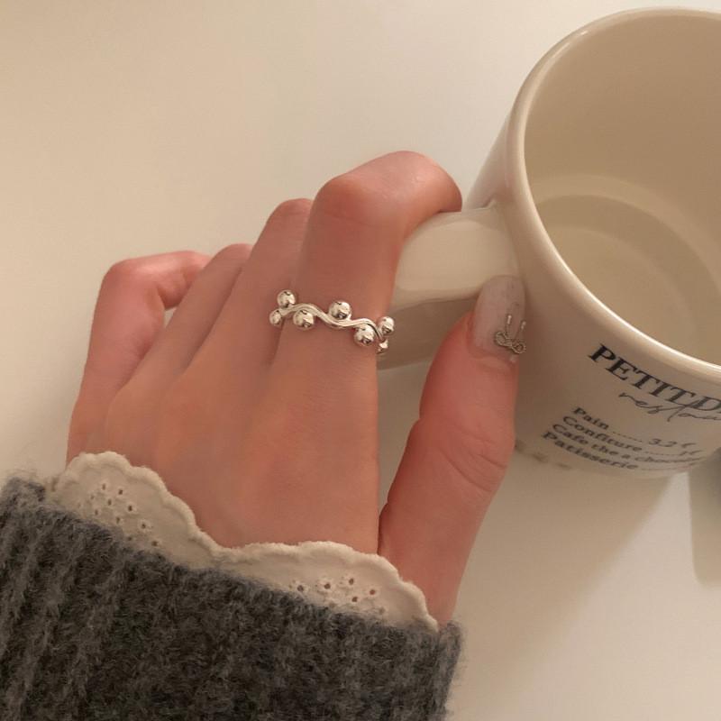 Adjustable Korean Fashionable Wave Open Ring For Women Contemporary Copper Geometric Accessory