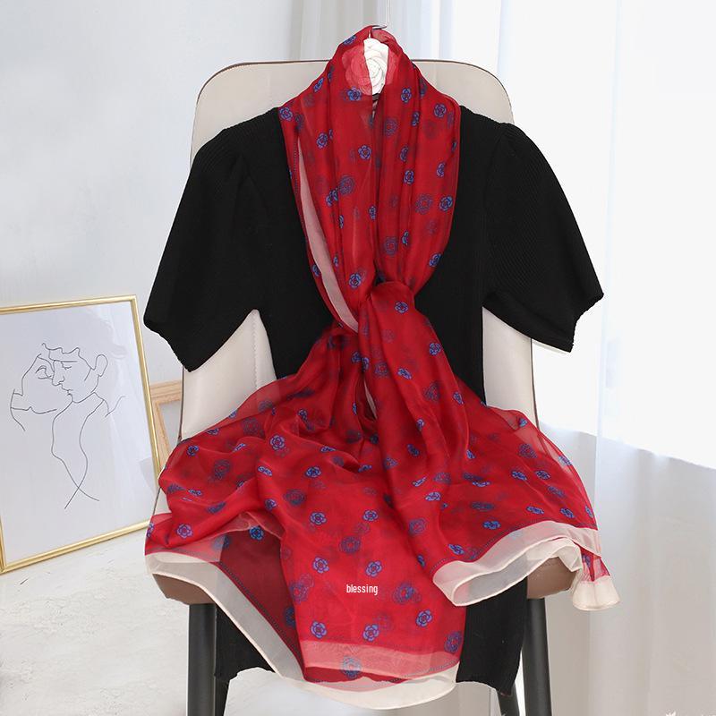 Spring Silk Sunscreen Scarf: Lightweight Women's Shawl for Outdoor Travel & Beach