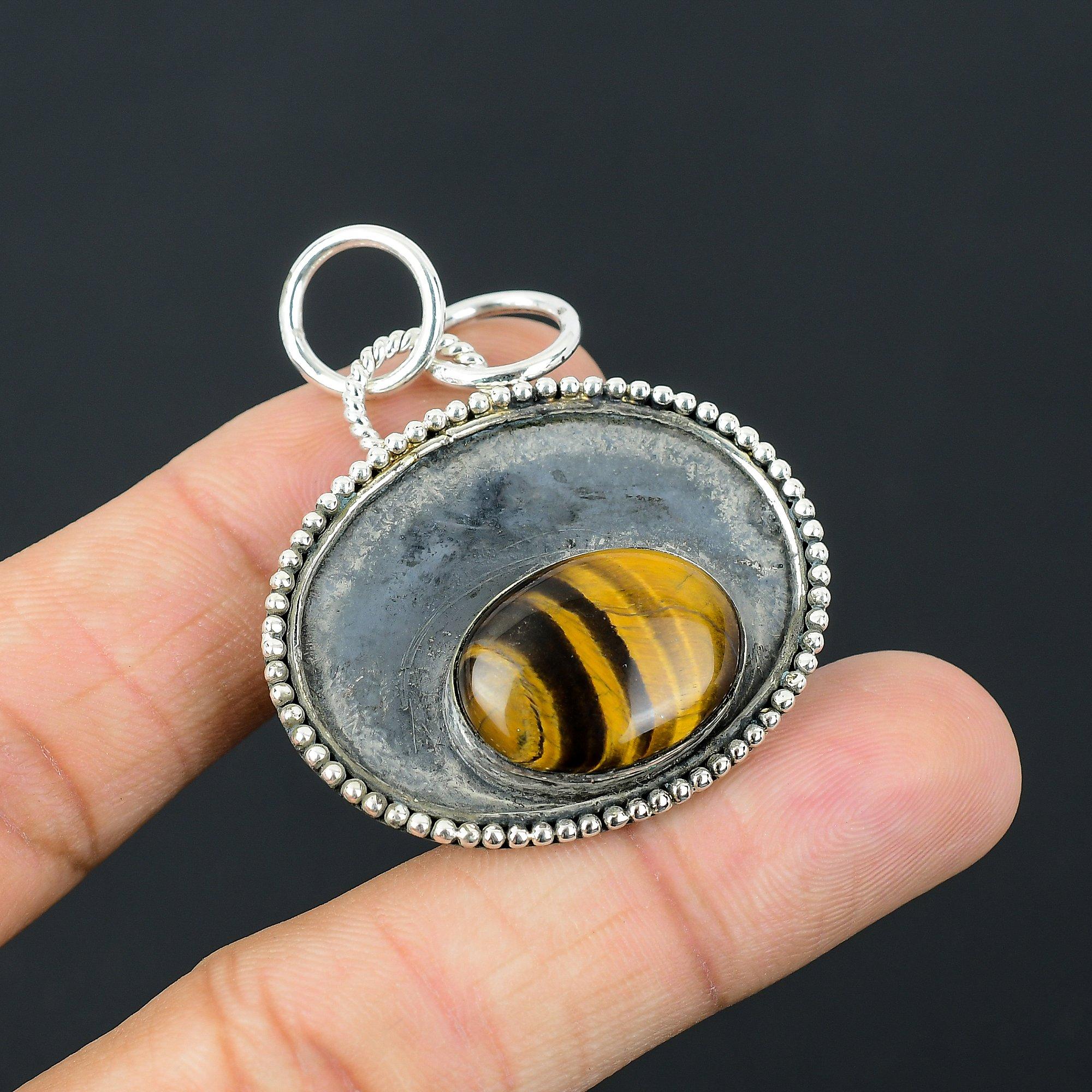 Mothers day Sale Sacral Chakra Tiger Eye Stone 925 Sterling Silver New Pendant