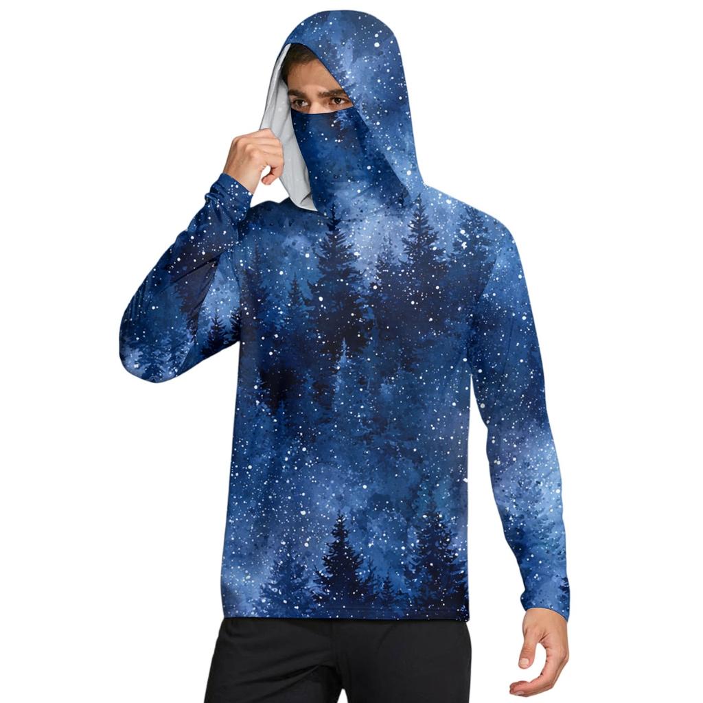 Men's Shirt With Mask Lightweight Long Sleeve Hooded Hiking Fishing Performance