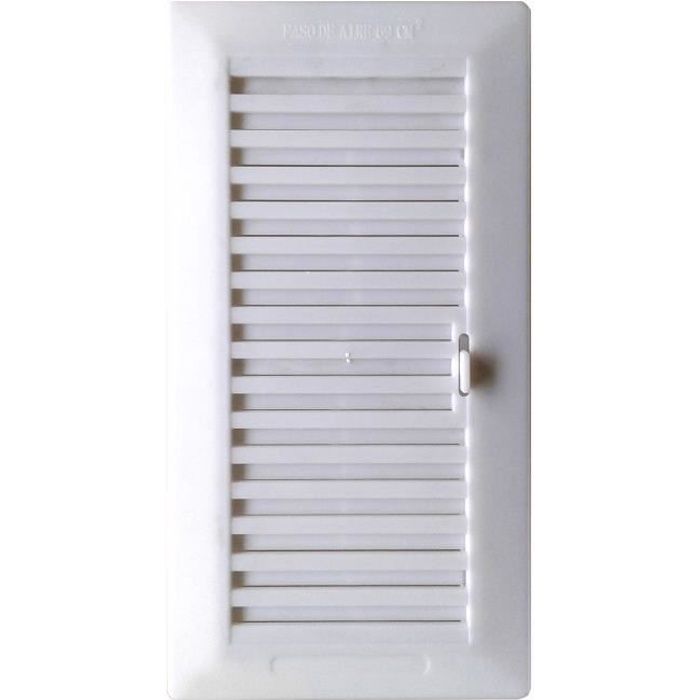 Grille D'aération En Aluminium Blanc À Encastrer 26x13,3cm - Passage D'air Réglable De 0 À 150cm2