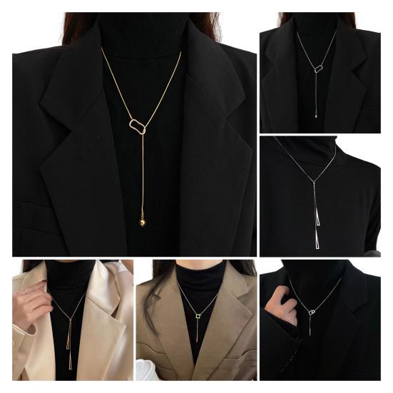 Damski naszyjnik Y-Drop Lariat Elegancki naszyjnik do swetra Trójkątny wisiorek Regulowany geometryczny naszyjnik Prezent dla żony dziewczyny Biżuteria do codziennego noszenia