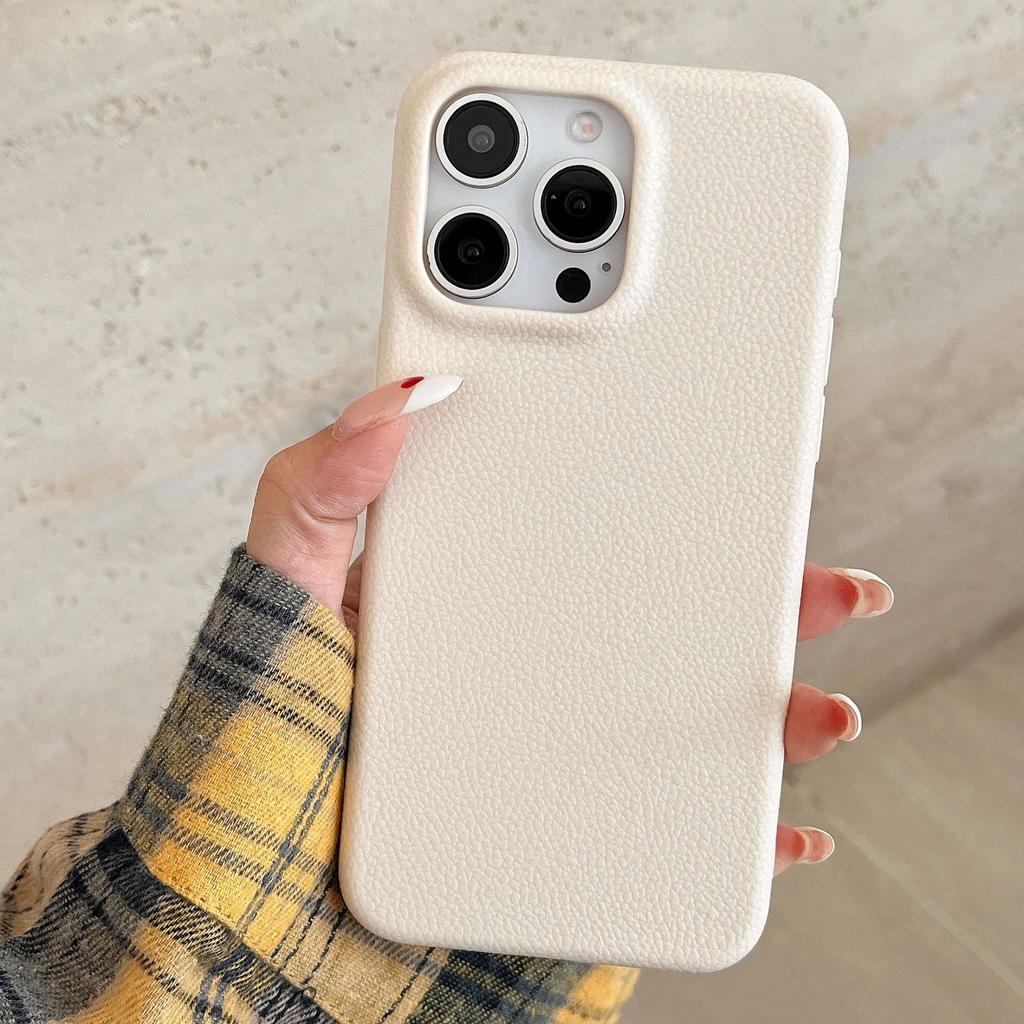 Niche High-end Sense Suitable for IPhone17 Solid Color Leather Pattern Apple 16 Mobile Phone Case 13 12 Soft Shell 11