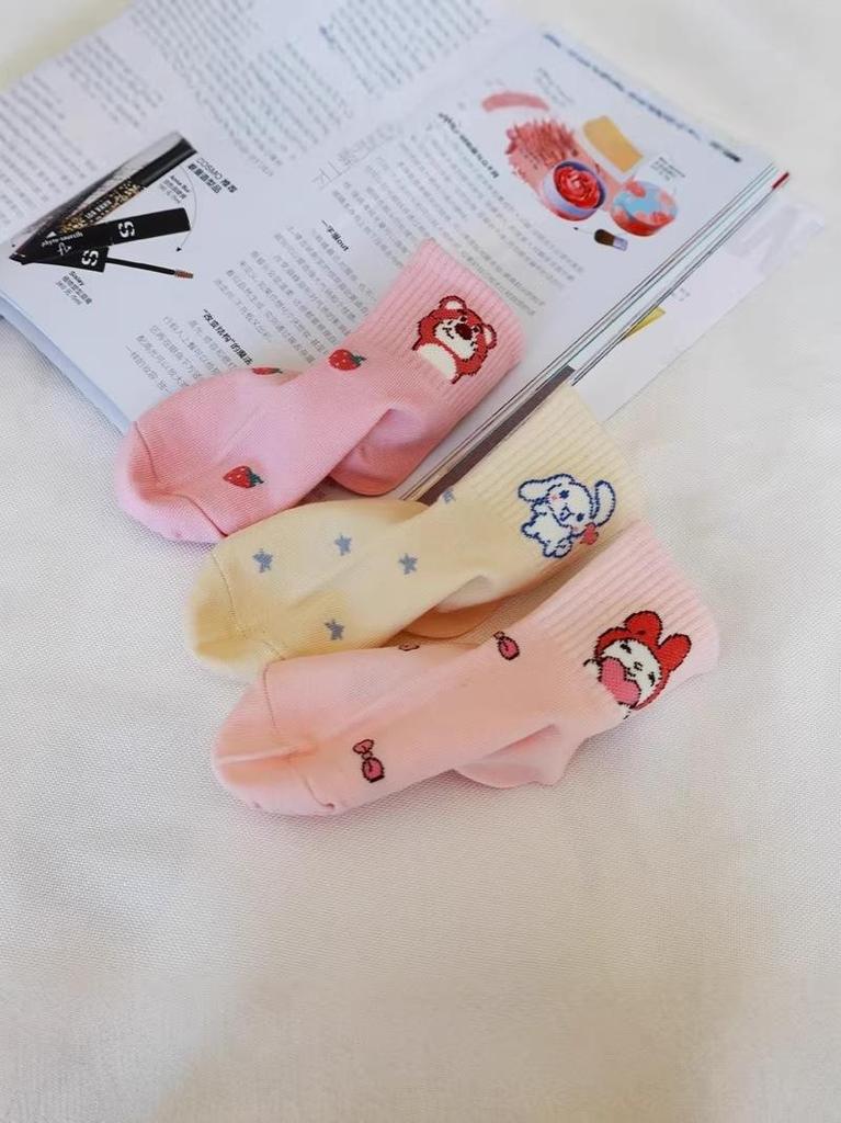 Kids' Mid-Calf Kuromi Cartoon Socks for Toddlers and Girls - Spring & Autumn Collection