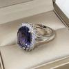 High Quality Big Dark Blue Stone Rings For Women Top Quality Flower Design Cubic Zircon Rings Fashion Jewelry Accessories