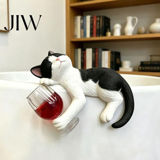 Garten-Mikrolandschafts-Dekor Betrunkene Kätzchen Harzfigur Blumentopf-Hänger, 3 Farben Faule Katze Mini-Statue, Betrunkener Stil Statue Niedliches Tier Hängend
