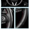 For Renault Laguna 3 Latitude Renault Samsung SM5 SM7 2009-2018 Hand-stitched Black  Leather Car Steering Wheel Cover
