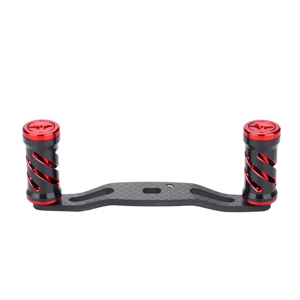 Fishing Reel Handle Carbon Fiber Frame with Fittings Replace Parts 95mm (Black Red)