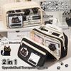 13 Layers Large Capacity Black Cat Pencil Case Clear Window Stationery Bag Cute School Birthday Gift