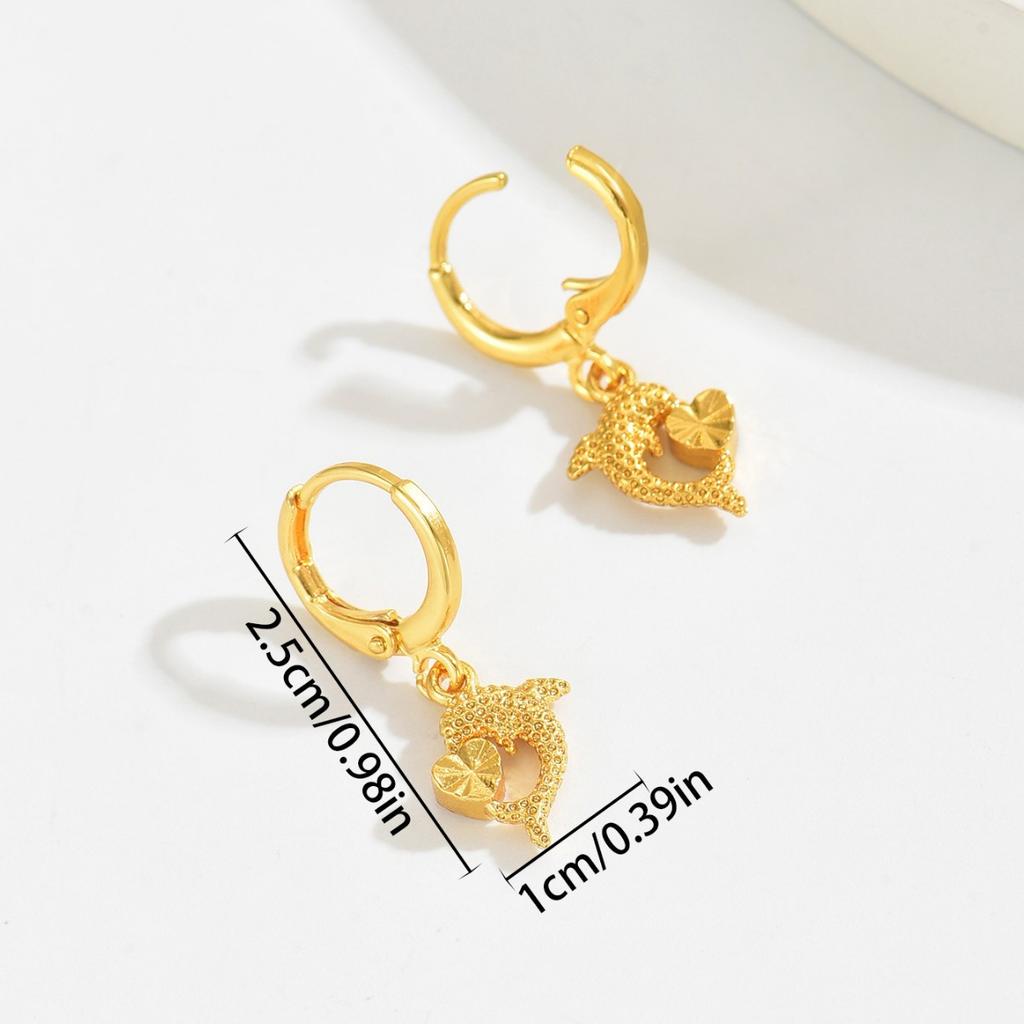 Hot selling women's jewelry, niche dolphin 18k electroplating design earrings, versatile earrings.