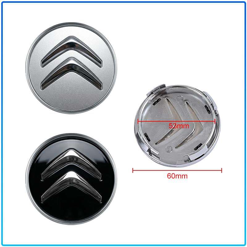 4Pcs 60MM Anti-Rust Rim Emblem Decals Scratch-Proof Car Wheel Center Cover For Citroen C1 C2 C3 C4 C5 C6 C8 C4L DS3 DS4 DS5LS DS6 Accessories
