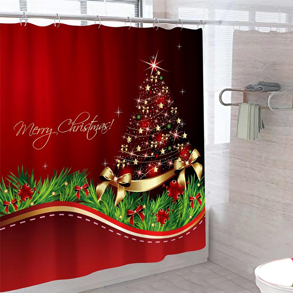 1PC Christmas Shower Curtain Bathroom 180*180cm Christmas Decorations Waterproof