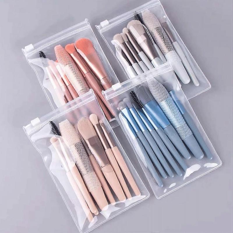 8pcs Makeup Brush Set for Face Loose Powder Blush Concealer Eyeshadow Radiant Look for Christmas Parties Travel-Friendly Design
