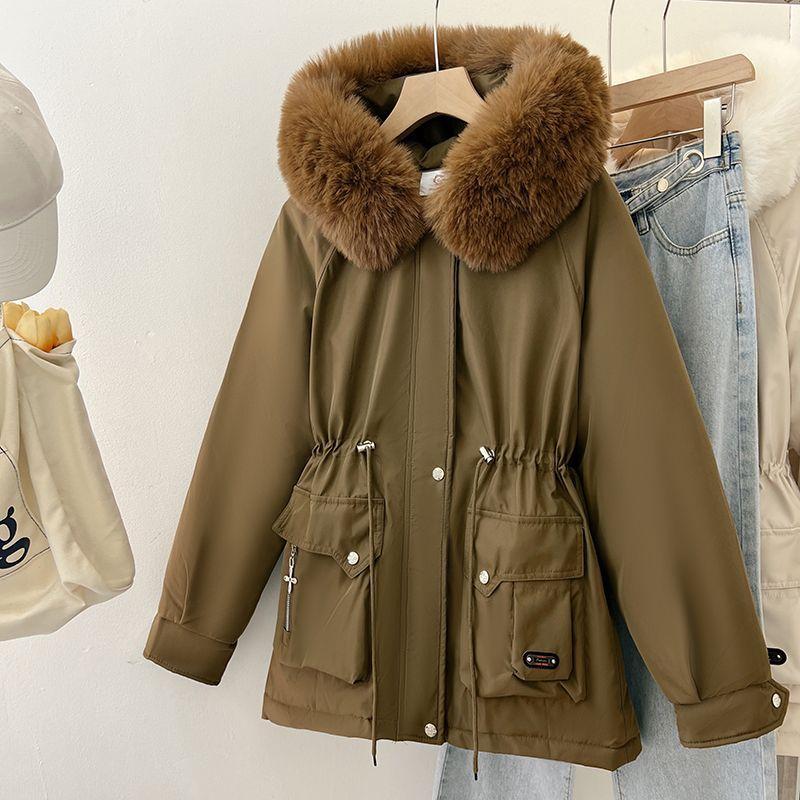 Large Fur Collar Removable Pie To Overcome Women's Large Size Fat Mm Outer Wear Foreign Style Piled Thickened Cotton Clothes Winter Coat Women's Tide