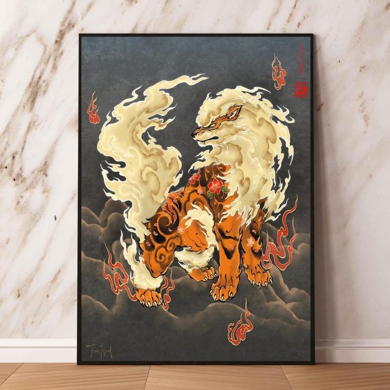 Lugia Ho-Oh Pokemon Unframed Canvas Painting Comic Themed Anime Wall Decor Unique Collection Enhance Your Living Space