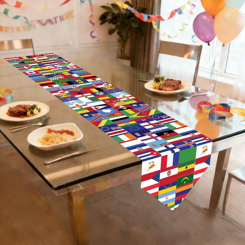 1pc Soccer/Football Party Table Flag Table Centerpiece Soccer Birthday Decorations Sports Theme Party Table Runner Table Cover