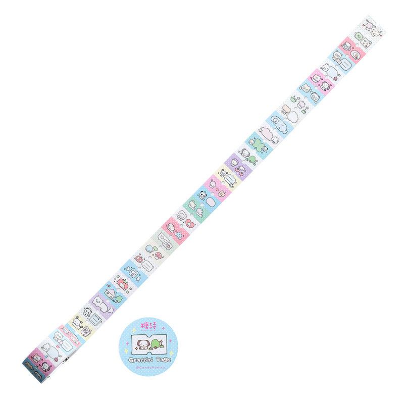 

Креативный мелованный бумажный материал для бирок, пленка, режущая лента, милые граффити, декоративная лента для ручного учета, мультяшные водонепроницаемые наклейки