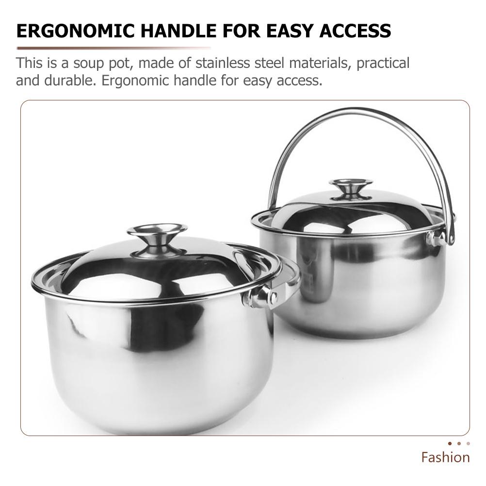 Casserole Stainless Steel Cooking Pot Induction Cooktop Handle Soup Cauldron Pasta