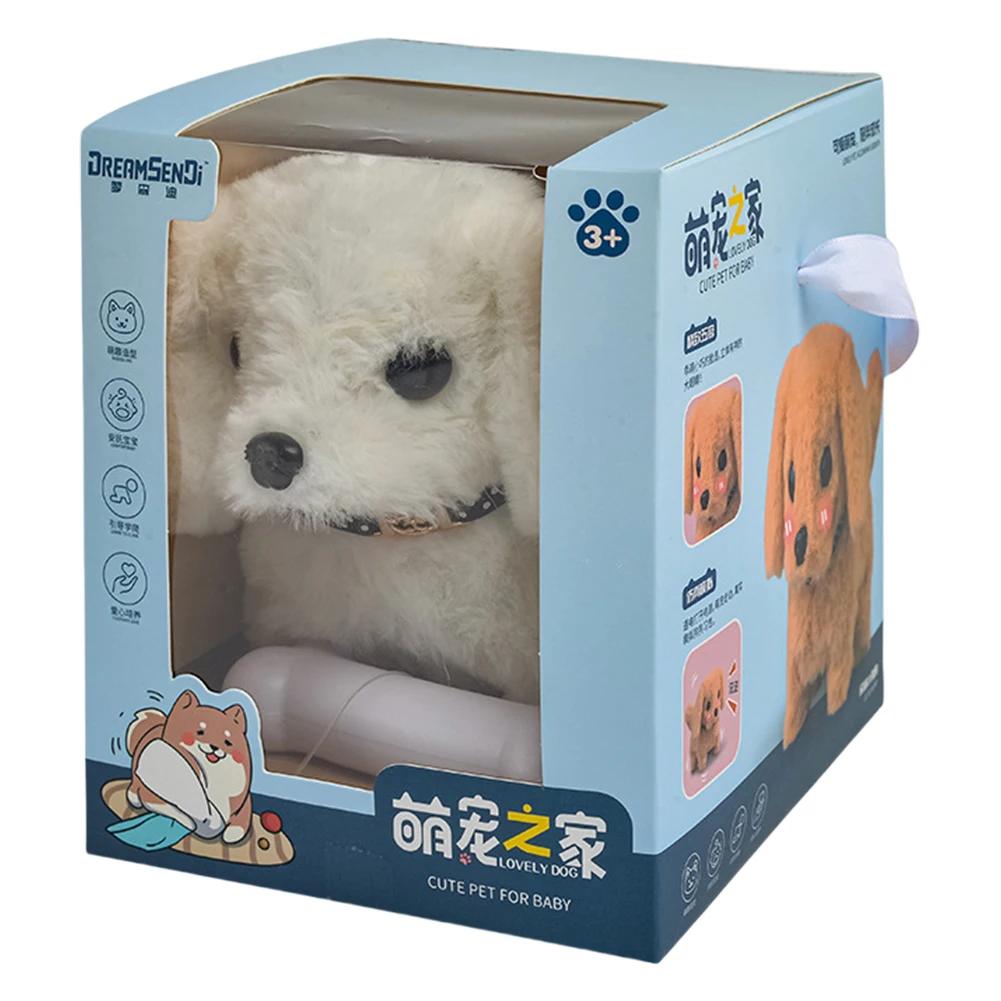 Cão robô eletrônico, brinquedo realista que age como um cachorrinho de verdade, brinquedo de pelúcia para cachorro, animal de pelúcia operado por bateria, para meninas e meninos