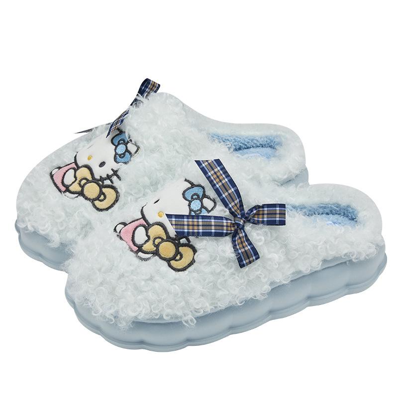 Lidani HelloKitty cotton slippers women's autumn and winter new cartoon indoor home school hair slippers