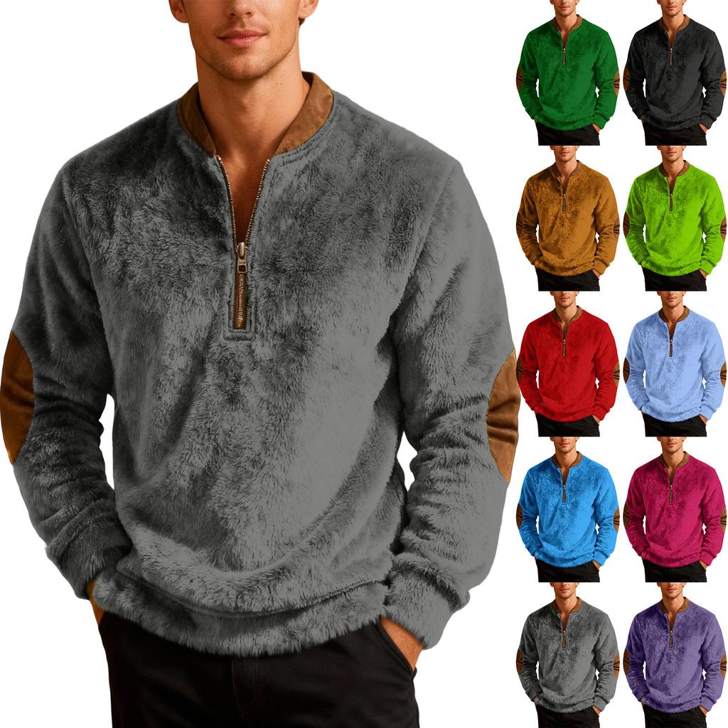 Mens Christmas Sweater Zip Up Sweatshirts Vintage Knit Graphic Sweatshirt Xmas Stand Collar Pullover