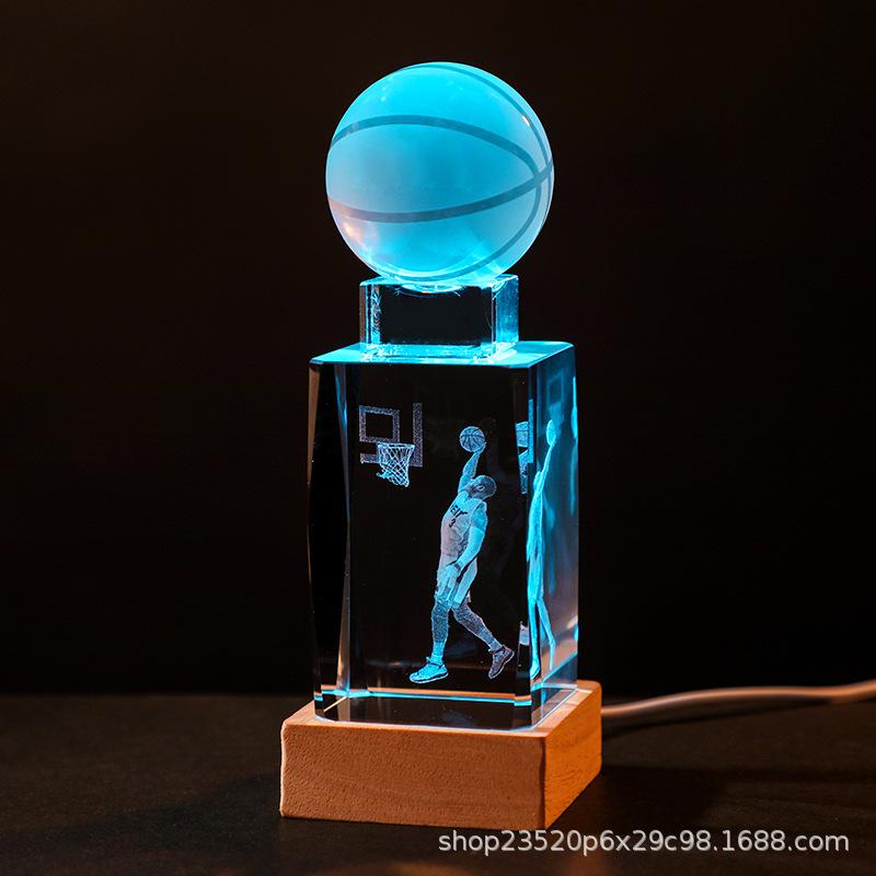 Crystal Engraved Kobe Basketball Star Luminous Night Light
