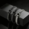 Trendy Stainless Steel Cuban Chain Bracelet for Men, Fashion Square Charm Waterproof Bracelet, Punk Classic Jewelry Gift