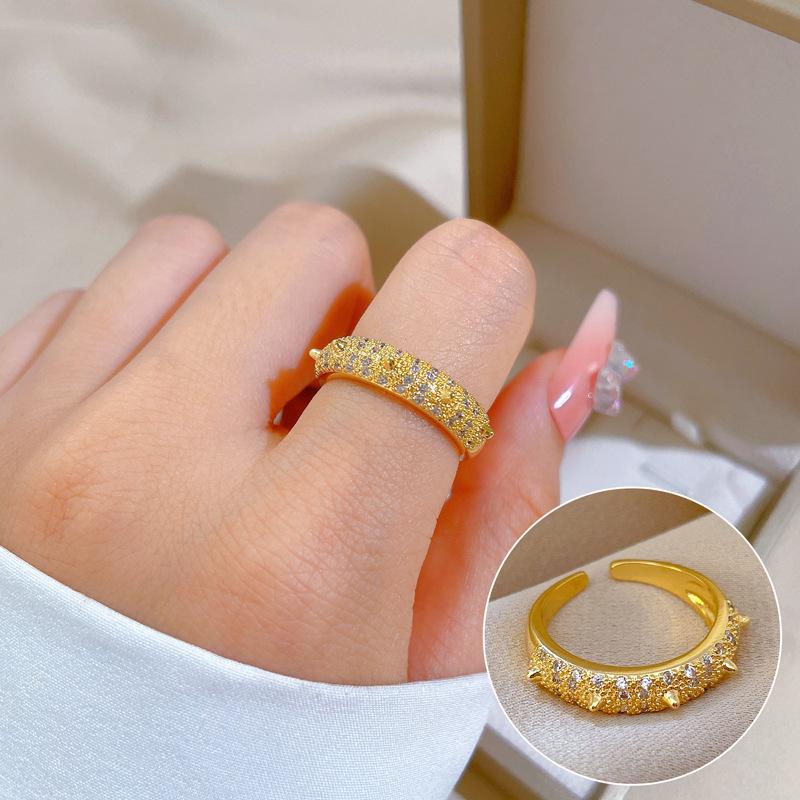 Design Wind Geometric Diamond Bead Ring Women'S Cold Wind Open Ring