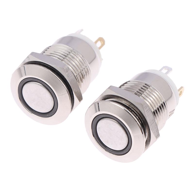 12 mm vanntett metall trykknappbryter LED-lys momentan låsing bil motor strømbryter metall låsende trykknappbryter