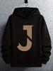 Casual Fashion Hoodie with Large "J" Print - 100% Polyester Knit
