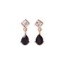 Nibera Square Crystal Earrings Black Women's Water Drop