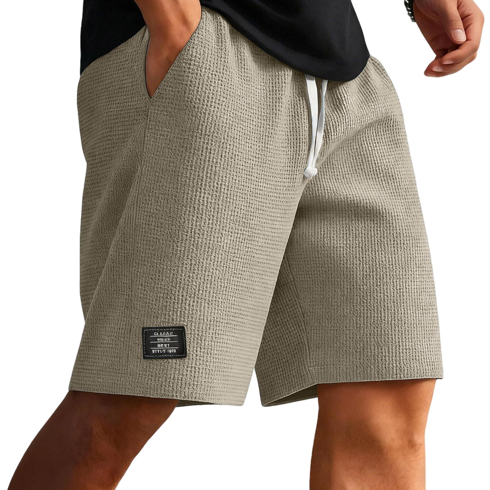 SuJu Casual Shorts voor Mannen Elastische Taille Trekkoord Strand Hardlopen Workout Korte Lichte Losse Zomer Shorts M kaki